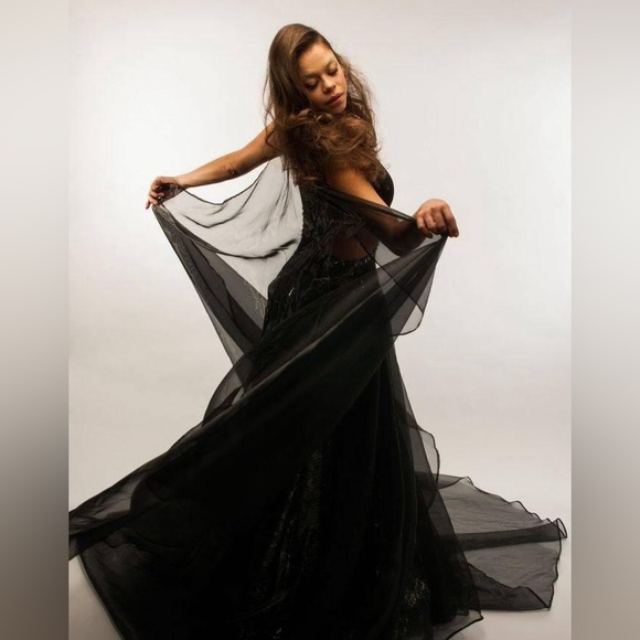 Cutout  gown  black  and sequin  maleficent dress - Picture 4 of 8